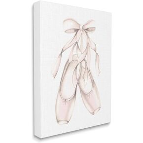 Stupell Industries Soft Pink Ballerina Slippers Ballet Dance Shoes, Designed by Studio Q Canvas Wall Art, Off-White