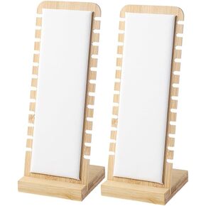 Necklace Display Stands for Selling Bamboo Necklace Holder Necklace Tabletop Display Boards for Show 2 Pcs (White Small)