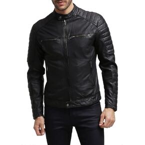 Genuine Leather Jacket for Men- Mens Real lambskin Jacket Black