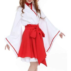 HongH Japanese Short Kimono Costume Solid Ladies Cafe Bar Maid Uniform with Apron Headdress Girl Anime Cosplay Outfit