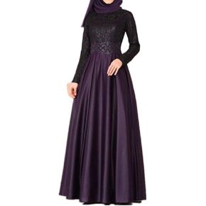 Women's Long Sleeve Maxi Dress Muslim Abaya Robe Plain Simple Modern Islamic Arabic Style Casual Dress