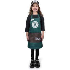 Dress Up America Barista Costume for Kids - Green Apron and Cap - Coffee Barista Costume Set