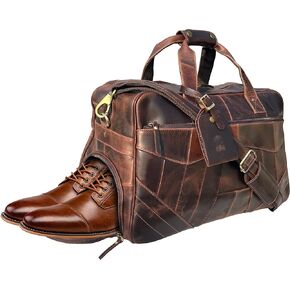 Leather Duffle Bag for Men - Full Grain Leather Travel Overnight Weekender Carry On Tote Duffel Bag for Women by Rustic Town (Black, 20 inches)