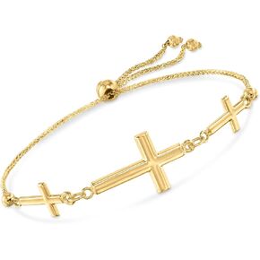 Ross-Simons 14kt Yellow Gold 3-Station Cross Bolo Bracelet in Saudi Arabia
