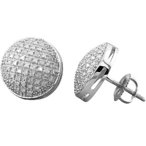 Dazzlingrock Collection 0.33 Carat (ctw) Round Diamond Concave Circle Shape Mens Ladies Unisex Stud Earrings, Sterling Silver