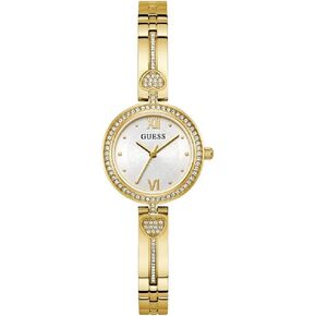 GUESS Women's 27mm Watch - Gold Tone G-Link White Dial Gold Tone Case