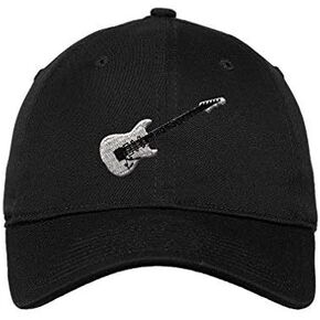 Speedy Pros Soft Baseball Cap White Electric Guitar Embroidered Dance & Music Instruments Twill Cotton Dad Hats for Men Women Buckle Closure Black Design Only