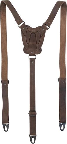 Hide & Groom, Rustic Suspenders with Adjustable Size Straps for Men, Wedding, Heavy Duty, Steampunk, Full Grain Leather, Handmade Western Accessories, Bourbon Brown in Saudi Arabia