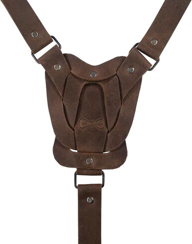 Hide & Groom, Rustic Suspenders with Adjustable Size Straps for Men, Wedding, Heavy Duty, Steampunk, Full Grain Leather, Handmade Western Accessories, Bourbon Brown in Saudi Arabia