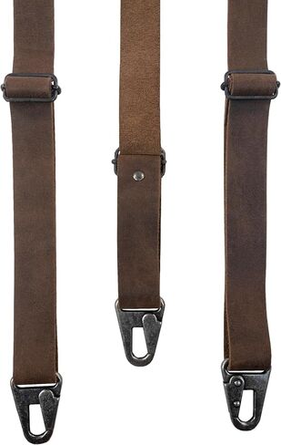 Hide & Groom, Rustic Suspenders with Adjustable Size Straps for Men, Wedding, Heavy Duty, Steampunk, Full Grain Leather, Handmade Western Accessories, Bourbon Brown in Saudi Arabia