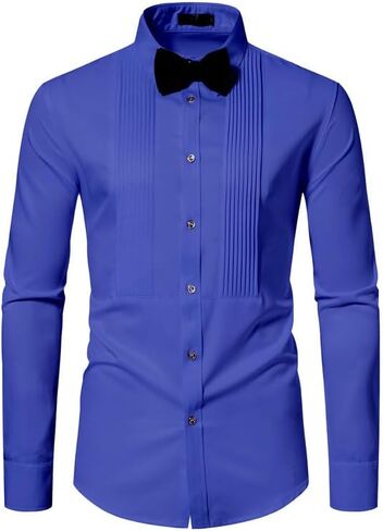 قمصان رجالية ذات ثنيات قابلة للتمدد وأزرار للأسفل، قمصان سهرة بقصة ضيقة مع ربطة عنق لحفلات الزفاف in Kuwait