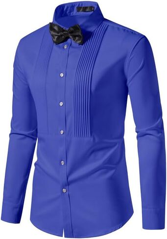 قمصان رجالية ذات ثنيات قابلة للتمدد وأزرار للأسفل، قمصان سهرة بقصة ضيقة مع ربطة عنق لحفلات الزفاف in Kuwait