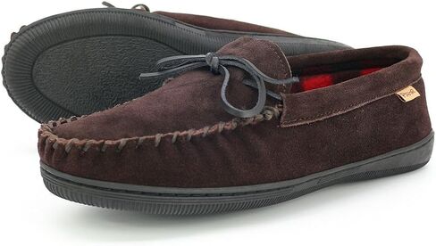 Men's Genuine suede Fleece Moccasin Slippers Indoor Outdoor Slip on Driving Loafer Shoes in Saudi Arabia