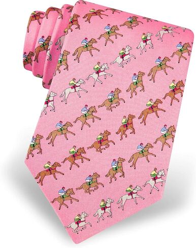 Men's 100% Silk Pink Win Place Show Horse Racing Kentucky Derby Tie Necktie in Saudi Arabia
