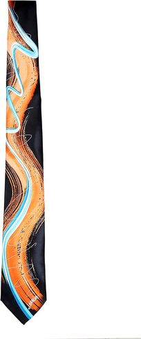 Jerry Garcia JG-10276 Courtyard Performance Mens Necktie Ties, Orange Turquoise Black, One size in Saudi Arabia
