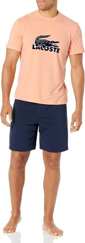 Lacoste Men's Pajama Set with Short Sleeve Graphic Tee in Saudi Arabia