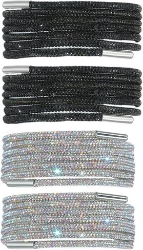 4 PCS Rhinestone Glitter Shoe Laces, 55 inches Crystal Rope,Bling Bling Sneakers Laces in Saudi Arabia