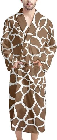 روب حمام طويل من HUGS IDEA للرجال بيجامات قطيفة ملابس نوم معطف منزلي من الصوف الناعم رداء نوم in Kuwait