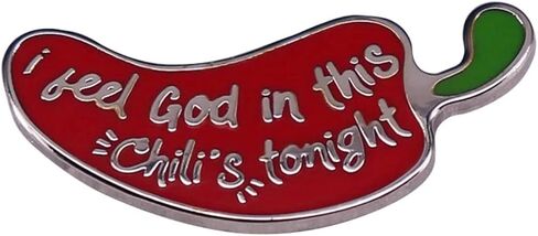 I Feel God In This Chili's Tonight Pam Beesly The Office Dunder Mifflin TV Show 1.25" Enamel Pin Badge, 1.25 Inches, Enamel, enamel in Kuwait