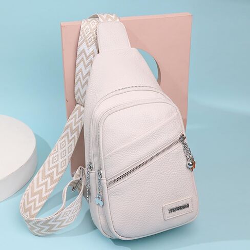 انجيني شنطة كروس للنساء من الجلد النباتي، شنطة كروس كبيرة من الجلد النباتي، شنطة ظهر للنساء، شنطة ظهر للسفر عصرية، ابيض in Kuwait