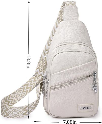 انجيني شنطة كروس للنساء من الجلد النباتي، شنطة كروس كبيرة من الجلد النباتي، شنطة ظهر للنساء، شنطة ظهر للسفر عصرية، ابيض in Kuwait