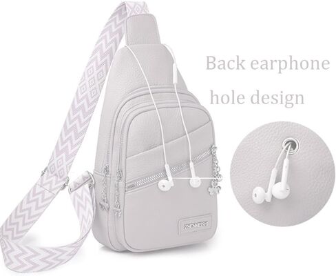 انجيني شنطة كروس للنساء من الجلد النباتي، شنطة كروس كبيرة من الجلد النباتي، شنطة ظهر للنساء، شنطة ظهر للسفر عصرية، ابيض in Kuwait