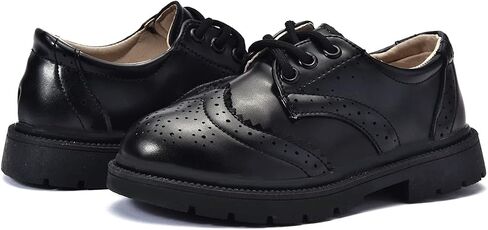 Boy's Girl's Lace-Up School Uniform Oxford Breathable Hollow Comfort Dress Shoes Flats Loafer Flats in Saudi Arabia