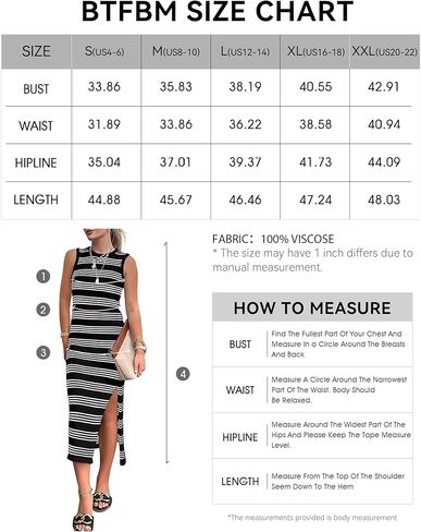 فساتين صيفية نسائية بدون أكمام من BTFBM 2024 فستان صيفي غير رسمي بفتحة رقبة دائرية وفتحة جانبية مجوفة فستان طويل بدون أكمام in Kuwait