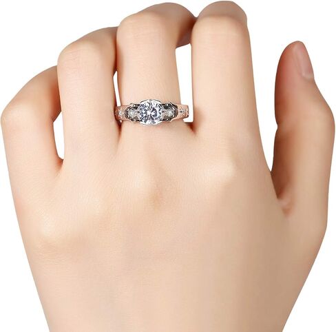 EVBEA خاتم جمجمة خواتم فضية سوداء للنساء منقوشة الحب رائع أسود مكعب زركونيا خواتم لذيذة للفتيات في سن المراهقة in Kuwait