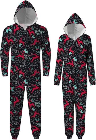 Matching Christmas Pajamas,Christmas Union Suit Pajamas for Couples,Onesies Christmas Pajamas for Family in Saudi Arabia