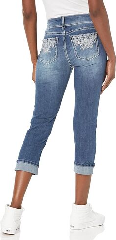 WallFlower Women's Luscious Curvy 23.5" Crop Mid-Rise Bling Insta Stretch Juniors (Standard and Plus) in Kuwait