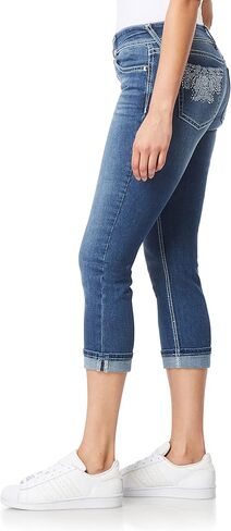 WallFlower Women's Luscious Curvy 23.5" Crop Mid-Rise Bling Insta Stretch Juniors (Standard and Plus) in Kuwait