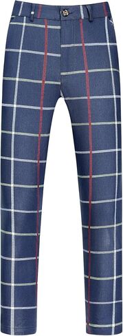 Lars Amadeus Plaid Tapered Pants for Men's Zipper Flat Front Formal Dress Pants in Saudi Arabia