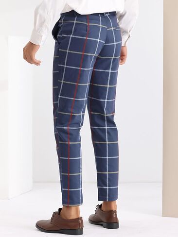 Lars Amadeus Plaid Tapered Pants for Men's Zipper Flat Front Formal Dress Pants in Saudi Arabia