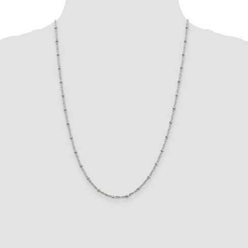 Solid 925 Sterling Silver 2.50mm Singapore Beads Chain Necklace in Saudi Arabia