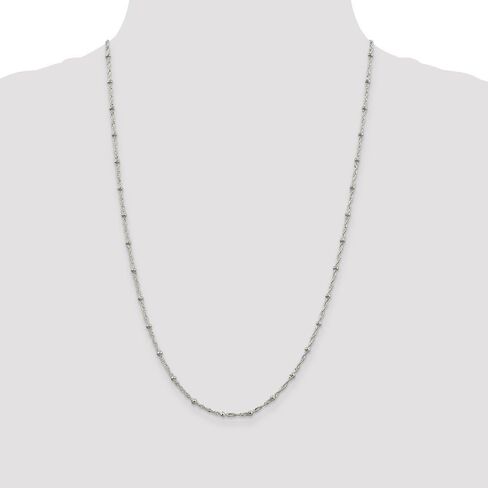 Solid 925 Sterling Silver 2.50mm Singapore Beads Chain Necklace in Saudi Arabia
