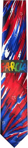 Jerry Garcia Men's USA Patriotic 4th of July Flag Red White Blue Stars Navy Tie Dye Landscape Art Neck Tie, Extra Long - 63 inch in Kuwait