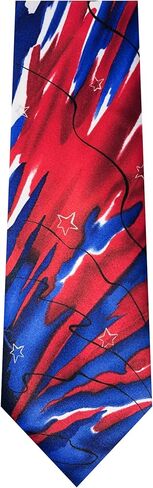 Jerry Garcia Men's USA Patriotic 4th of July Flag Red White Blue Stars Navy Tie Dye Landscape Art Neck Tie, Extra Long - 63 inch in Kuwait
