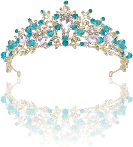 Tiaras and Crowns, Fineder Crystal Tiara Headpiece Rhinestone Hair Jewelry for Women Ladies Bridal Bride Princess Queen Birthday Wedding Pageant Prom Halloween Costume Party Blue in Kuwait