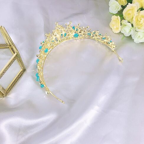 Tiaras and Crowns, Fineder Crystal Tiara Headpiece Rhinestone Hair Jewelry for Women Ladies Bridal Bride Princess Queen Birthday Wedding Pageant Prom Halloween Costume Party Blue in Kuwait