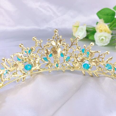 Tiaras and Crowns, Fineder Crystal Tiara Headpiece Rhinestone Hair Jewelry for Women Ladies Bridal Bride Princess Queen Birthday Wedding Pageant Prom Halloween Costume Party Blue in Kuwait