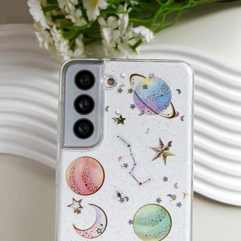 LSEEKA for Samsung Galaxy S22 Clear Case with Black Butterfly Design,Crystal Cute Pattern Slim Soft TPU Protective Women Girl's Phone Cover for Samsung Galaxy S22 in Saudi Arabia
