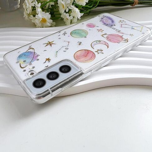 LSEEKA for Samsung Galaxy S22 Clear Case with Black Butterfly Design,Crystal Cute Pattern Slim Soft TPU Protective Women Girl's Phone Cover for Samsung Galaxy S22 in Saudi Arabia