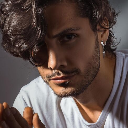 Thunaraz الأقراط المغناطيسية السوداء للرجال الأقراط وهمية تشيكوسلوفاكيا المغناطيس الأقراط الصليب هوب استرخى كليب على الأقراط للرجال النساء مجوهرات غير مثقوبة in Kuwait