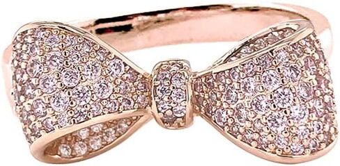 Pave CZ Statement Small Ribbon Bow Ring For Women Bride's Wedding Prom in Saudi Arabia