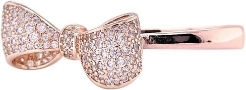 Pave CZ Statement Small Ribbon Bow Ring For Women Bride's Wedding Prom in Saudi Arabia