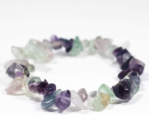 Fluorite Gemstone Stretch Bracelet. Inspirational or Get Well Soon Gifts for Women. Natural Healing Crystals. Purple and Green for Cancer Awareness and More! in Saudi Arabia