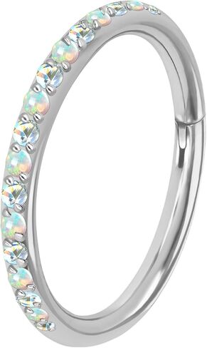 16G 20G F136 Titanium Nose Ring Hoop for Women, 6mm 8mm 10mm AB CZ and White Opal Septum Ring, Helix Cartilage Rook Earrings Piercing Jewelry in Saudi Arabia