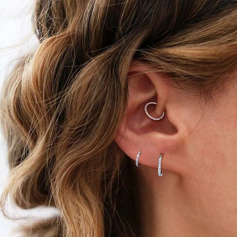 16G 20G F136 Titanium Nose Ring Hoop for Women, 6mm 8mm 10mm AB CZ and White Opal Septum Ring, Helix Cartilage Rook Earrings Piercing Jewelry in Saudi Arabia