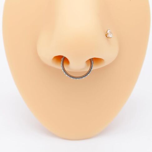 16G 20G F136 Titanium Nose Ring Hoop for Women, 6mm 8mm 10mm AB CZ and White Opal Septum Ring, Helix Cartilage Rook Earrings Piercing Jewelry in Saudi Arabia